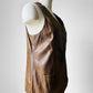 70s Brown Snap Button Fitted Leather Vest - Sz. Small