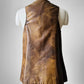70s Brown Snap Button Fitted Leather Vest - Sz. Small