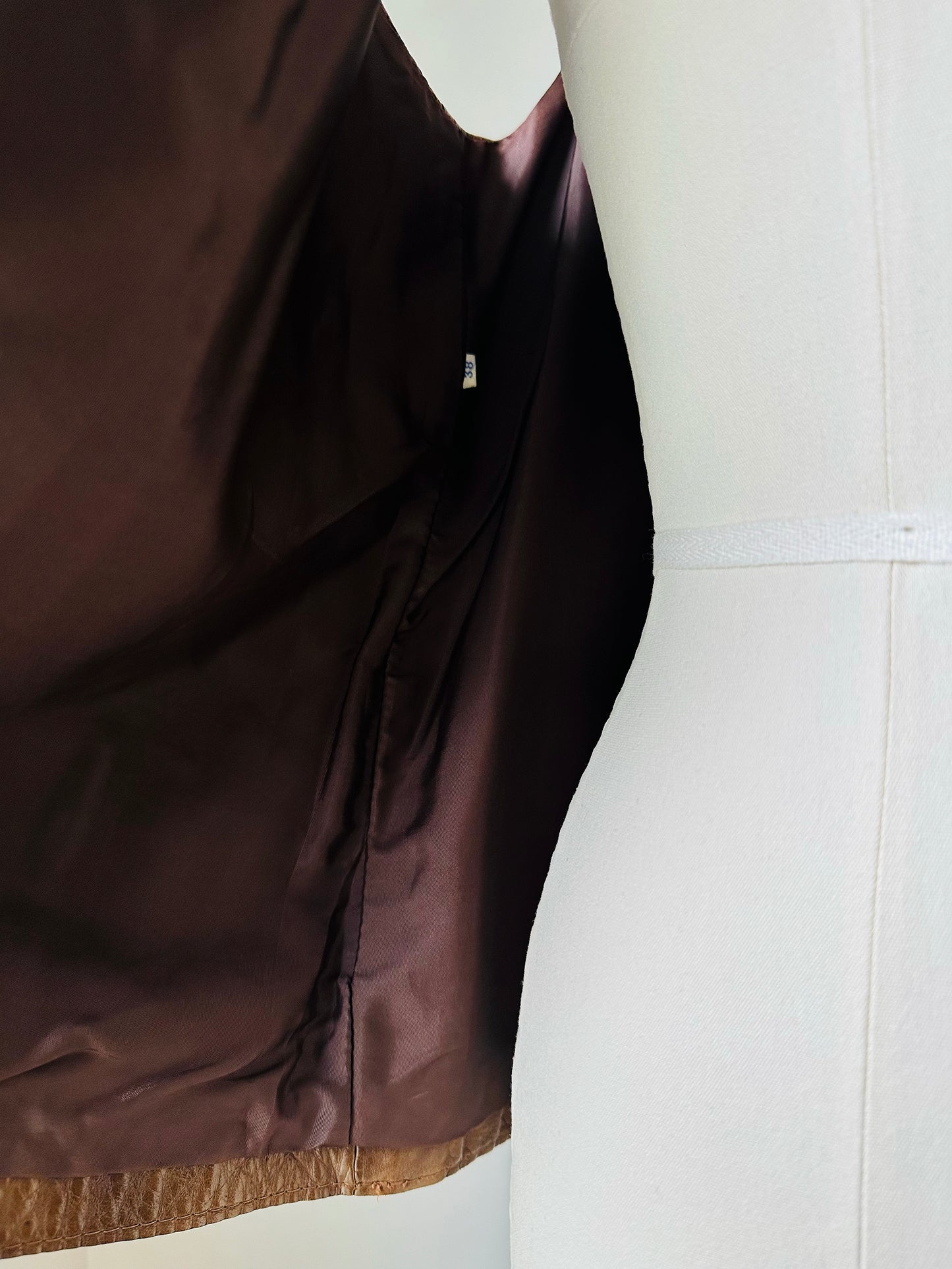 70s Brown Snap Button Fitted Leather Vest - Sz. Small