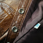 70s Brown Snap Button Fitted Leather Vest - Sz. Small
