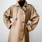 1980s Tan Wool Double Breasted Trench Duster Coat - Sz. S/M