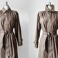 1980s Beige Houndstooth LONDON FOG Lined Belted Rain Aline Trench - Sz. S/M