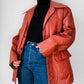 1970s Amber Well-Worn Braided Detail Faux Fur Lined Leather Jacket