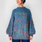 1980s Multi-Tonal Basket Weave Puff Sleeve Knit Sweater - Sz. O/S