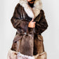 1960s - 1970s Mitchell Fur Bell Sleeved A-line Grey Brown Double-Breasted Lined Fur Jacket - Sz. S/M