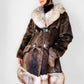 1960s - 1970s Mitchell Fur Bell Sleeved A-line Grey Brown Double-Breasted Lined Fur Jacket - Sz. S/M