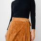Vintage 1980s Amber Tan Long Wrap Suede Leather Split-Back Skirt - Sz. SM