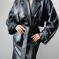 80s - 90s Black Buttery Soft Belted Leather Trench Coat - Sz. S/M