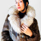 1960s - 1970s Mitchell Fur Bell Sleeved A-line Grey Brown Double-Breasted Lined Fur Jacket - Sz. S/M