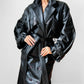 80s - 90s Black Buttery Soft Belted Leather Trench Coat - Sz. S/M