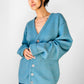 1950s - 1960s Robins Egg Blue Wool Blended Button Front Cardigan Sweater - Sz. M/L