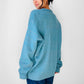 1950s - 1960s Robins Egg Blue Wool Blended Button Front Cardigan Sweater - Sz. M/L