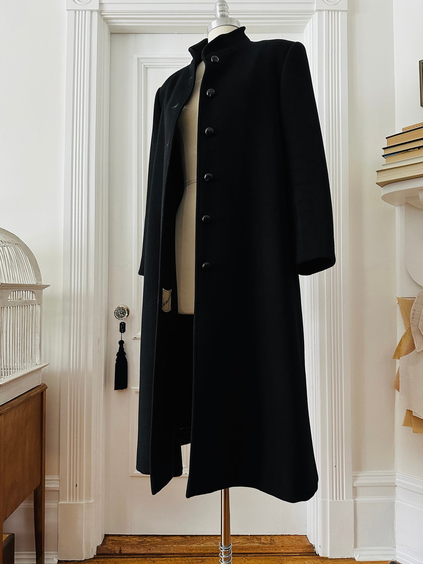 1960s Black Saks Fifth Avenue Wool Minimalist Coat