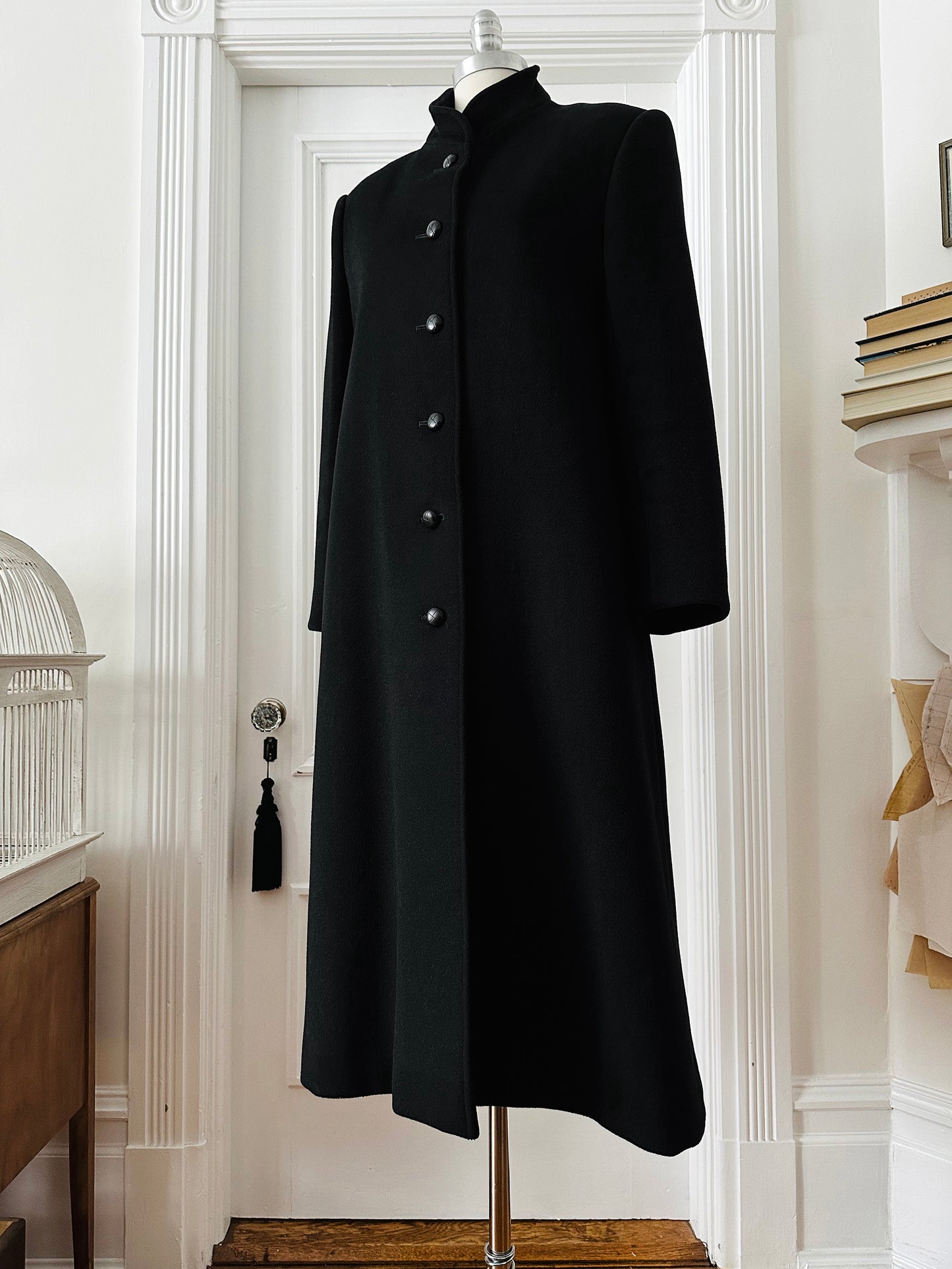 1960s Black Saks Fifth Avenue Wool Minimalist Coat