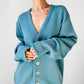 1950s - 1960s Robins Egg Blue Wool Blended Button Front Cardigan Sweater - Sz. M/L