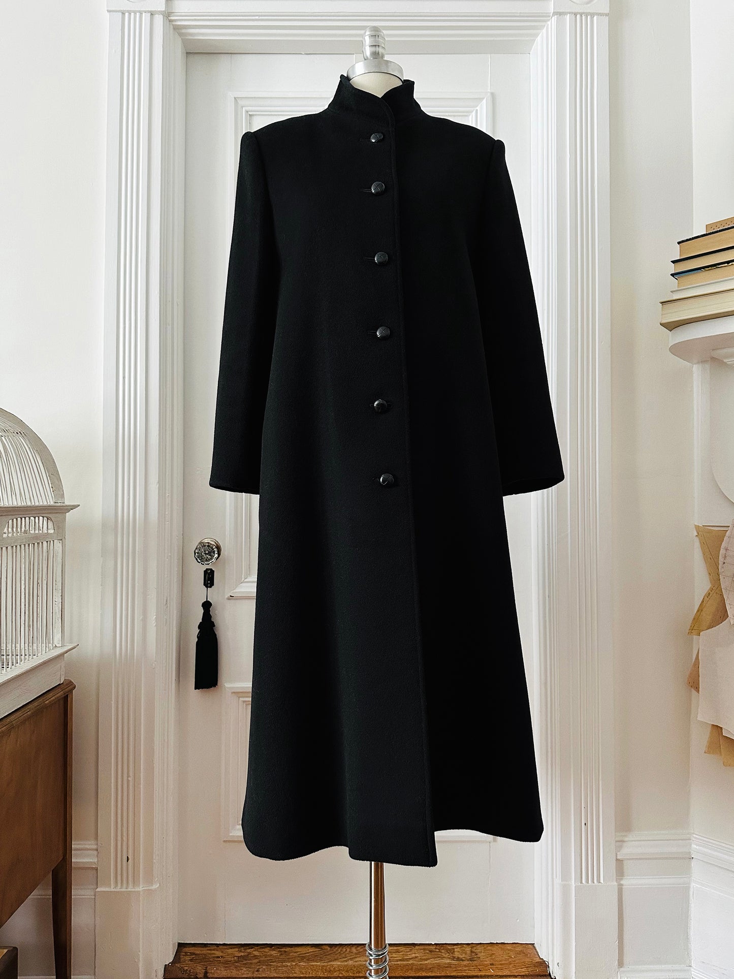 1960s Black Saks Fifth Avenue Wool Minimalist Coat