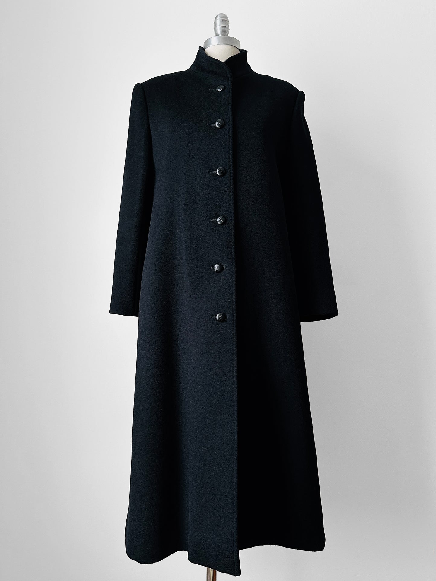 1960s Black Saks Fifth Avenue Wool Minimalist Coat