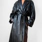 80s - 90s Black Buttery Soft Belted Leather Trench Coat - Sz. S/M