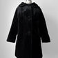 1960s Black Faux Fur A-Line Big Button Bell Sleeve Jacket - Sz. XS / S