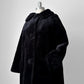 1960s Black Faux Fur A-Line Big Button Bell Sleeve Jacket - Sz. XS / S