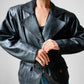 80s Black Peplum Belted Butter Soft Biker Inspired Leather Jacket - Sz. M