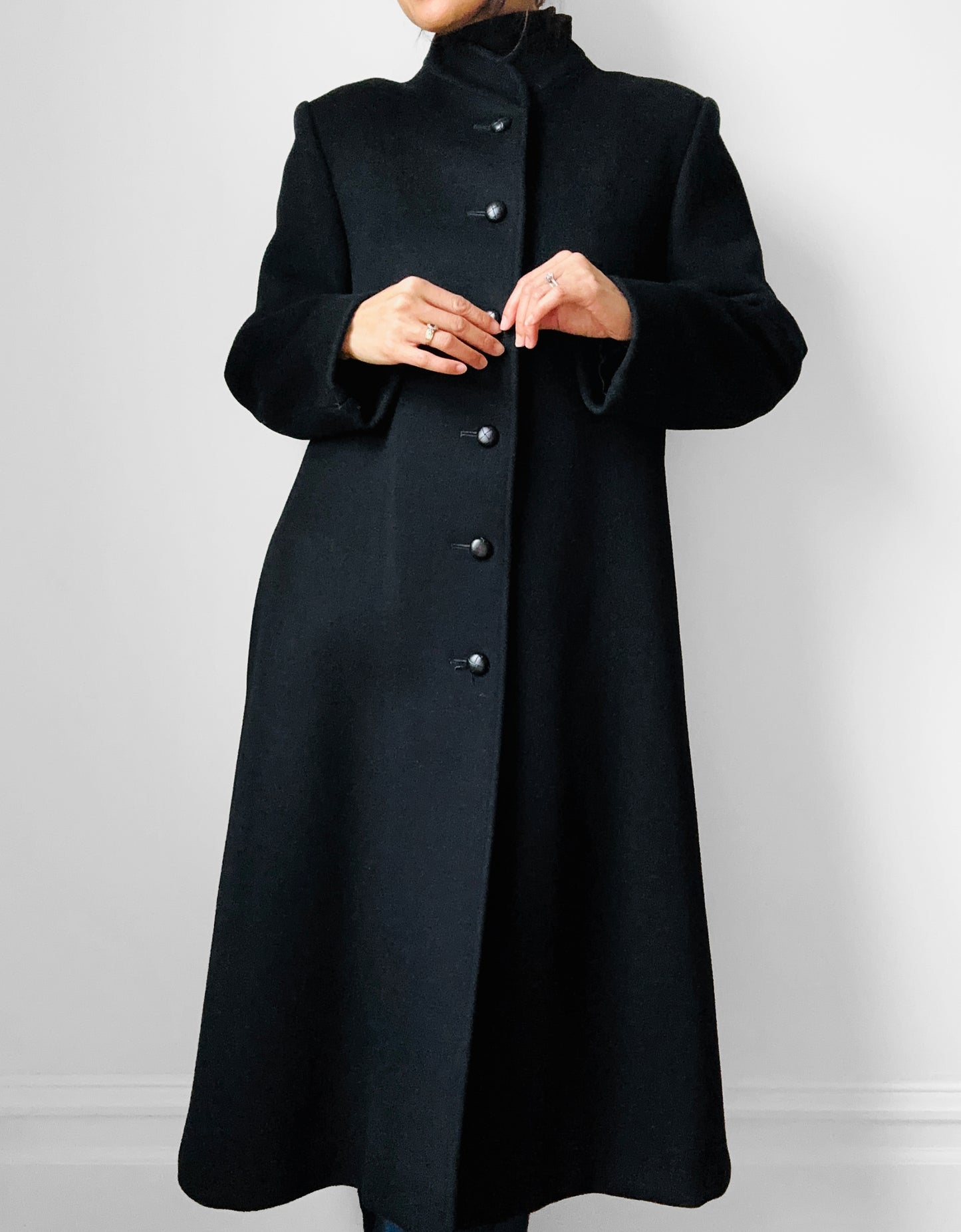 1960s Black Saks Fifth Avenue Wool Minimalist Coat