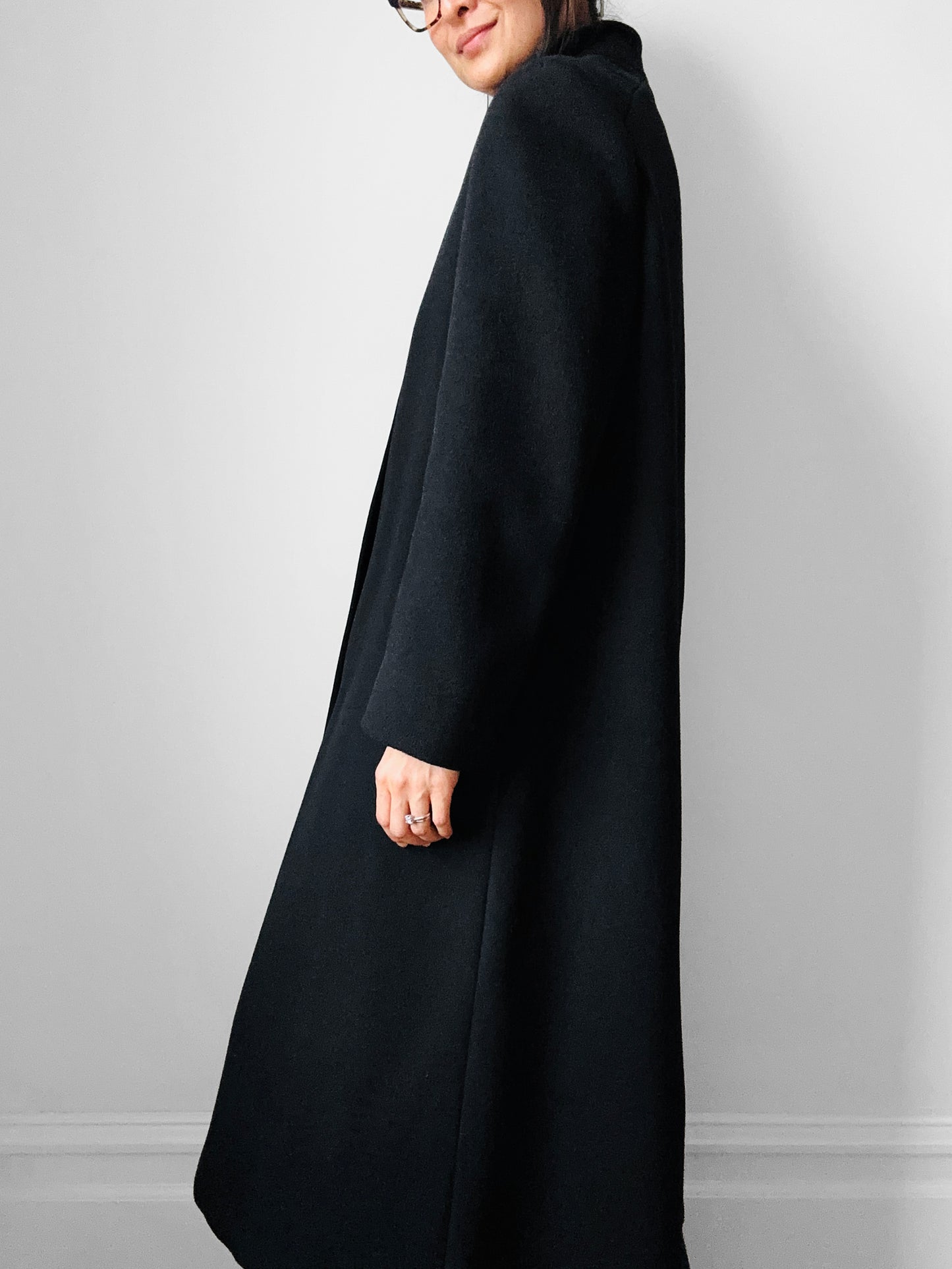 1960s Black Saks Fifth Avenue Wool Minimalist Coat