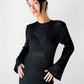 1970s Black Wool Blend Knit Floor Length Dress - Sz. S/M