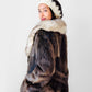 1960s - 1970s Mitchell Fur Bell Sleeved A-line Grey Brown Double-Breasted Lined Fur Jacket - Sz. S/M