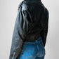 80s Black Short Waist Leather Biker Jacket - Sz. S/M
