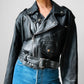 80s Black Short Waist Leather Biker Jacket - Sz. S/M