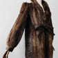 Vintage 1960s - 1970s Brown Belted Cape Back Leather and Fur Jacket - Sz. S/M
