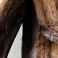 Vintage 1960s - 1970s Brown Belted Cape Back Leather and Fur Jacket - Sz. S/M