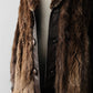 Vintage 1960s - 1970s Brown Belted Cape Back Leather and Fur Jacket - Sz. S/M