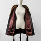 Vintage 1960s - 1970s Brown Belted Cape Back Leather and Fur Jacket - Sz. S/M