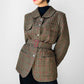 1980s Irish Wool Houndstooth Belted Jacket - Sz. M/L