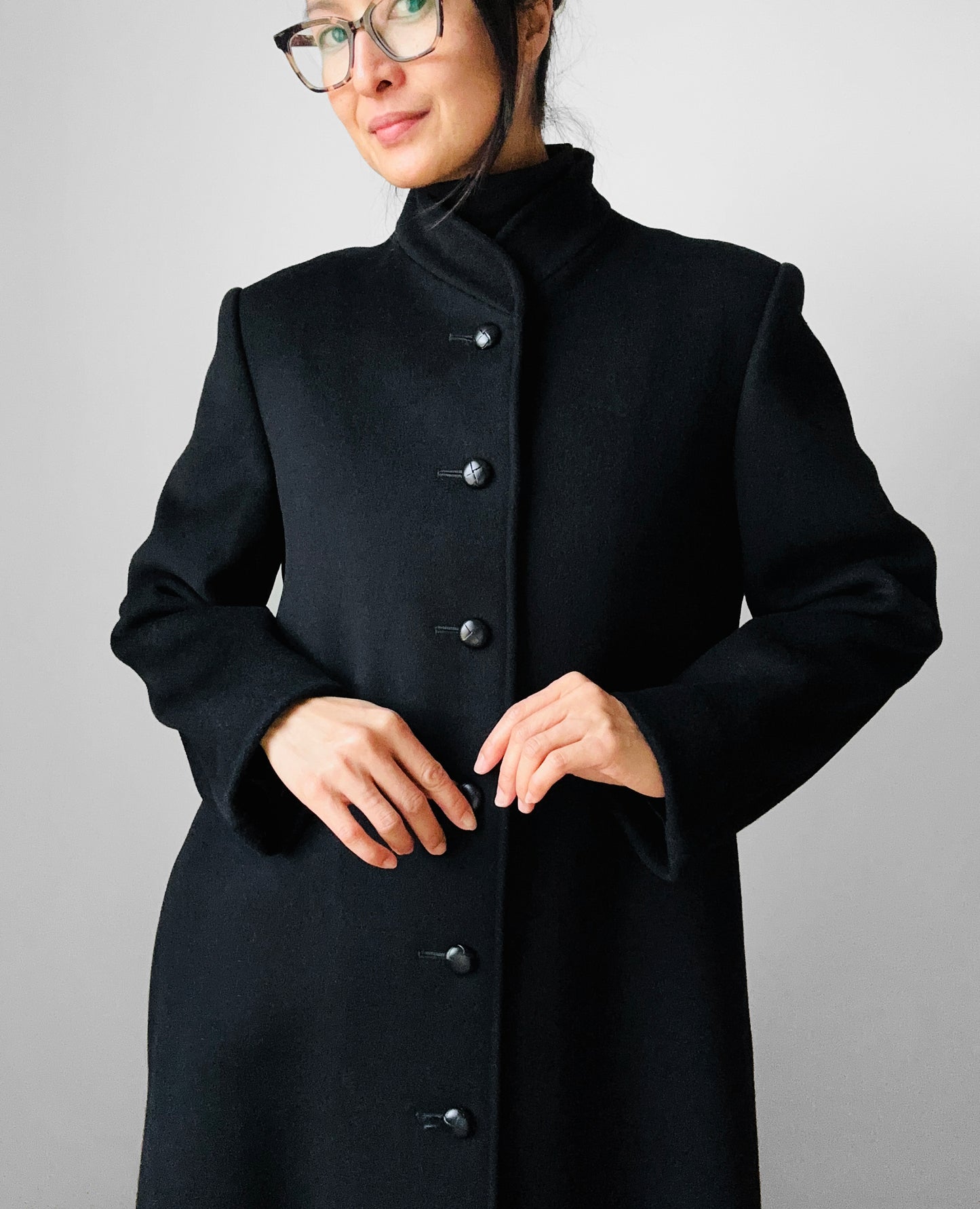 1960s Black Saks Fifth Avenue Wool Minimalist Coat