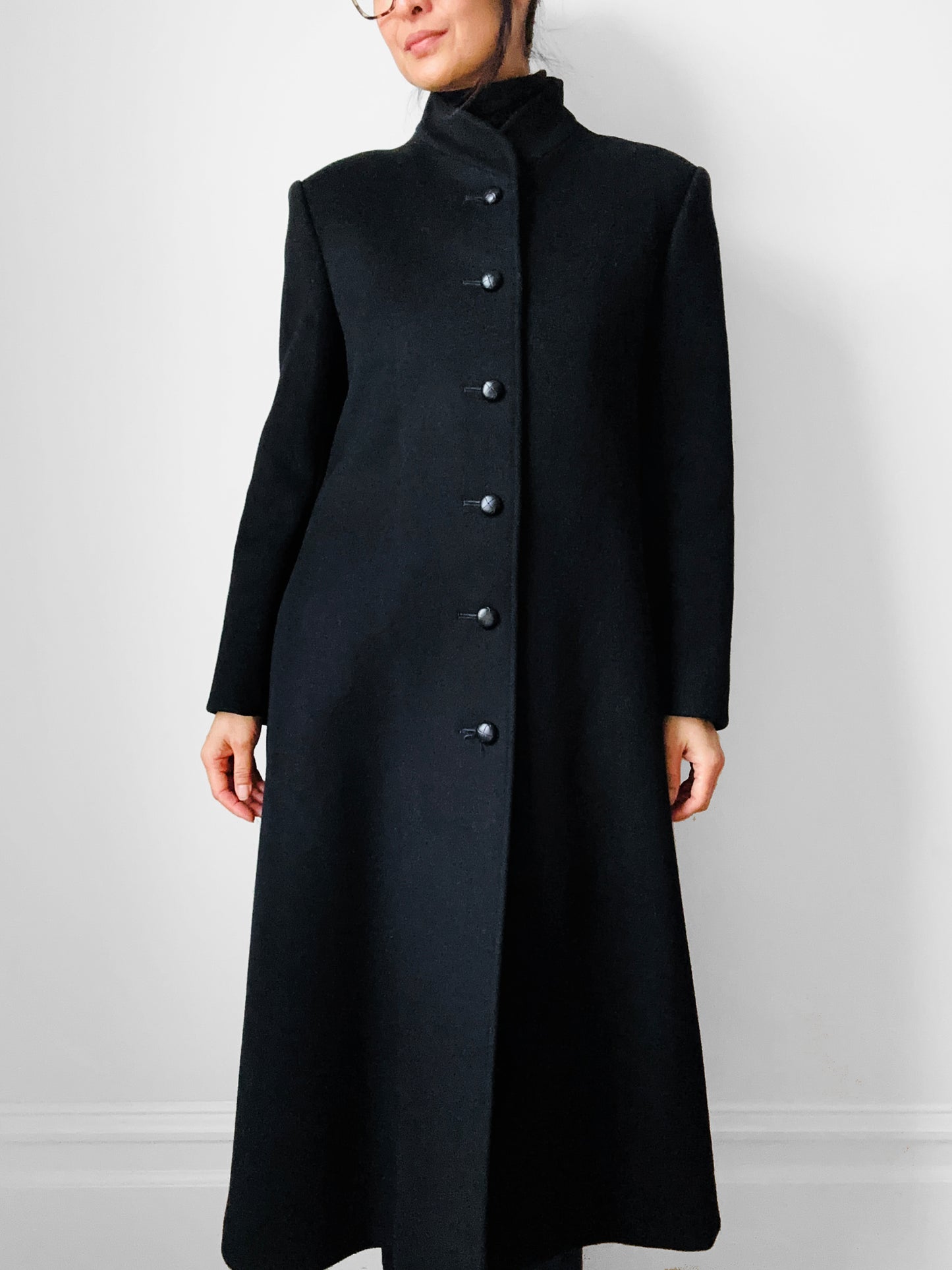 1960s Black Saks Fifth Avenue Wool Minimalist Coat