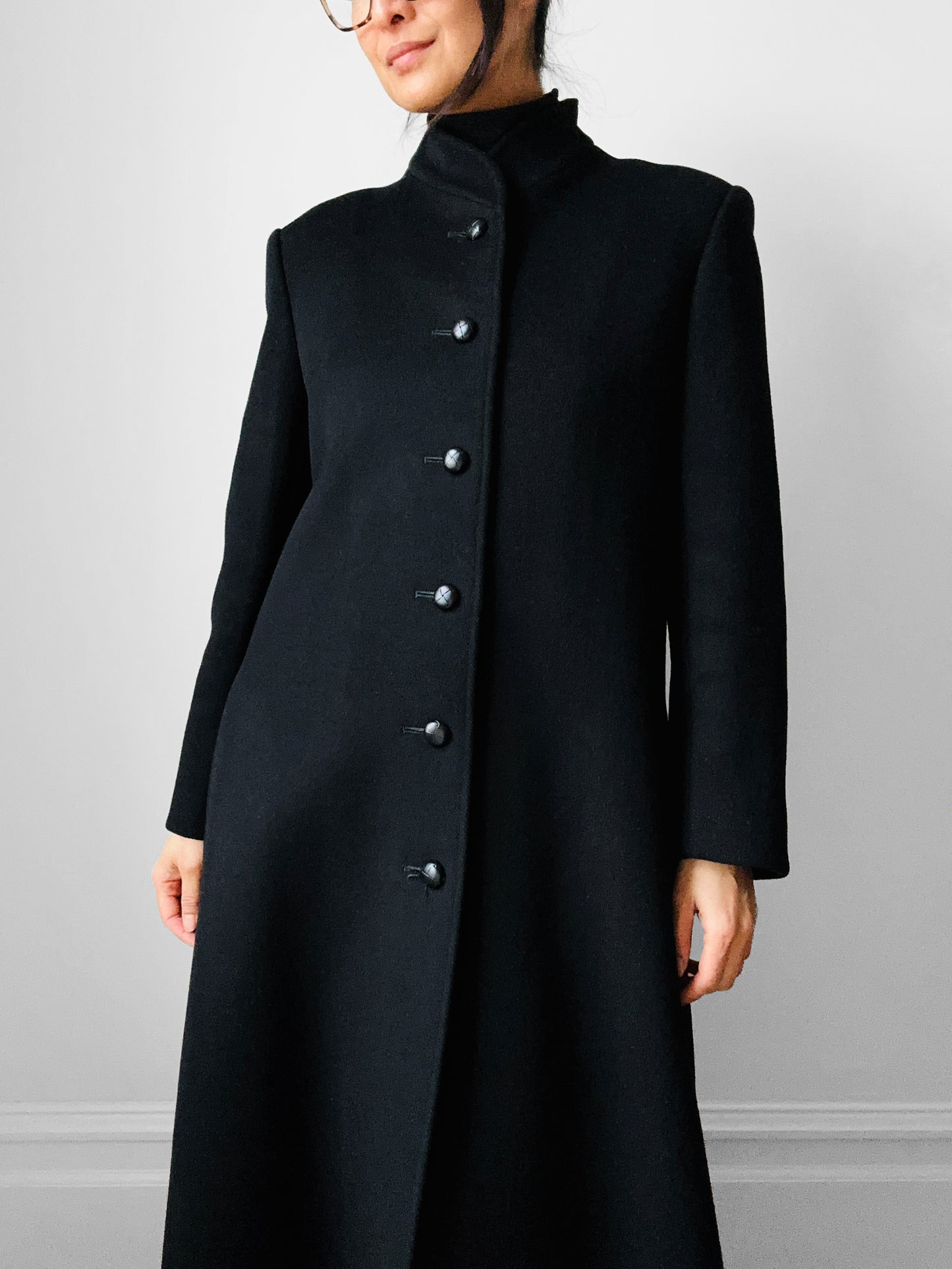 1960s Black Saks Fifth Avenue Wool Minimalist Coat