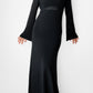 1970s Black Wool Blend Knit Floor Length Dress - Sz. S/M