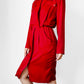 1980s Ruby Red Pleated Accent Dress - Sz. S