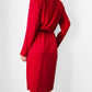 1980s Ruby Red Pleated Accent Dress - Sz. S