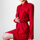 1980s Ruby Red Pleated Accent Dress - Sz. S