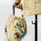 Vintage 1950s - 1960s Floral Motif Linen Crewel Embroidered Top Handle Handbag