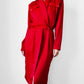 1980s Ruby Red Pleated Accent Dress - Sz. S