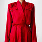 1980s Ruby Red Pleated Accent Dress - Sz. S