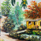 Vintage 1980 Acrylic on Canvas Haitian Style Island Folk Art Original Painting