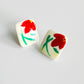 Vintage Mid-Century Red Painted Floral Post Earrings