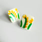 Vintage Mid-Century Yellow Painted Floral Post Earrings