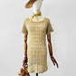 Vintage 1970s Beige Short-Sleeve Scoop Neck Crochet Tunic  - Sz. S